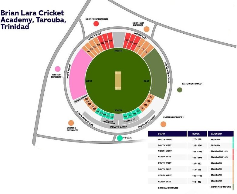 Brian Lara Cricket Academy Seating Arrangement Map