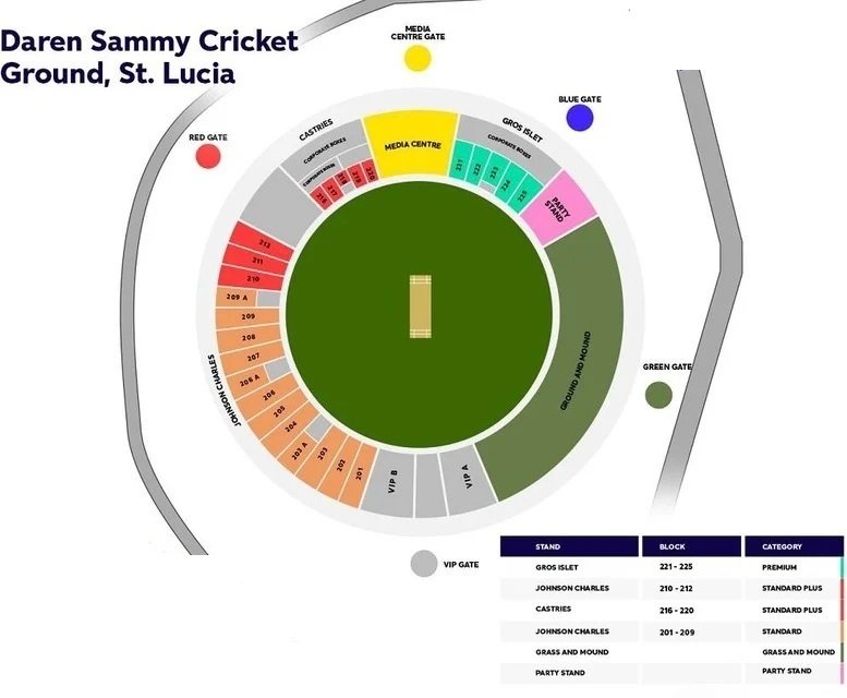 Daren Sammy Cricket Stadium Seat Map