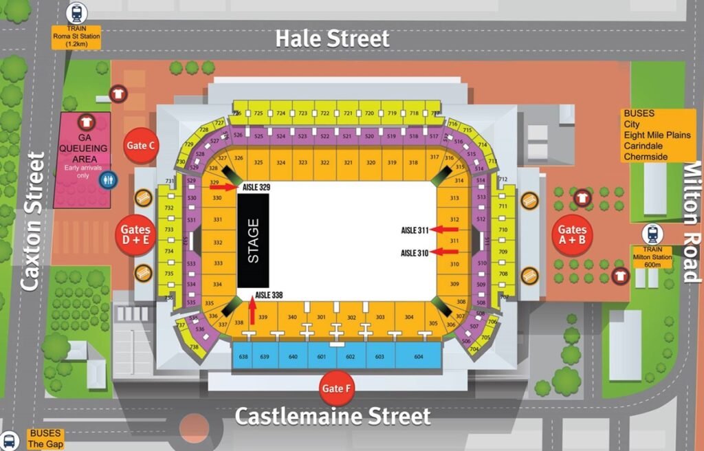 Lang Park Suncorp Stadium Seating Plan With Seat Numbers And Rows