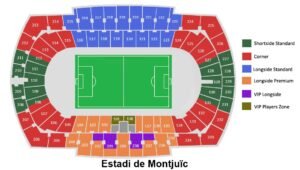 Estadi Olímpic Lluís Companys Seating Map with Seat Numbers and Rows