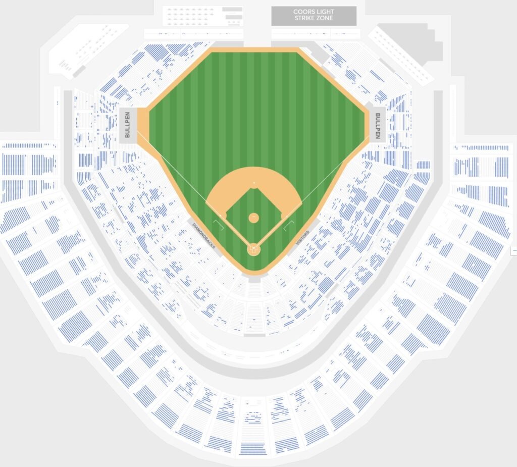 Chase Field Seating Chart with seat number and Rows