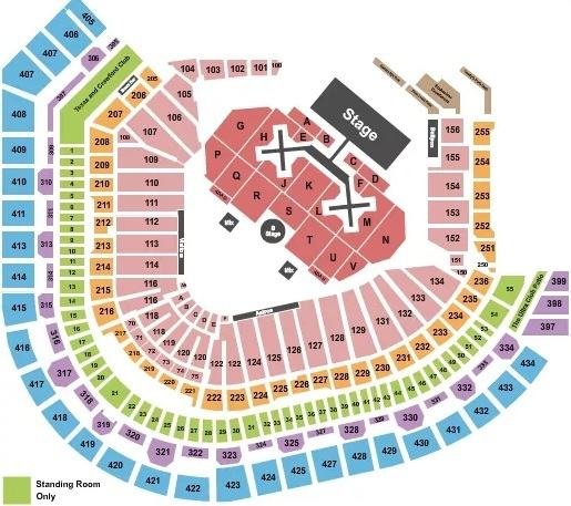 Daikin Park Concert Seating Plan with Seat Number and Row