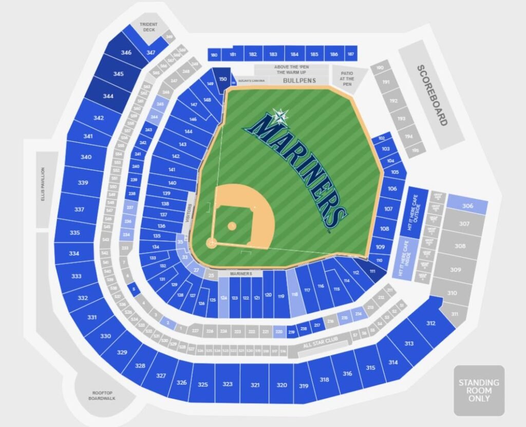 T-Mobile Park seating chart will row and seat number