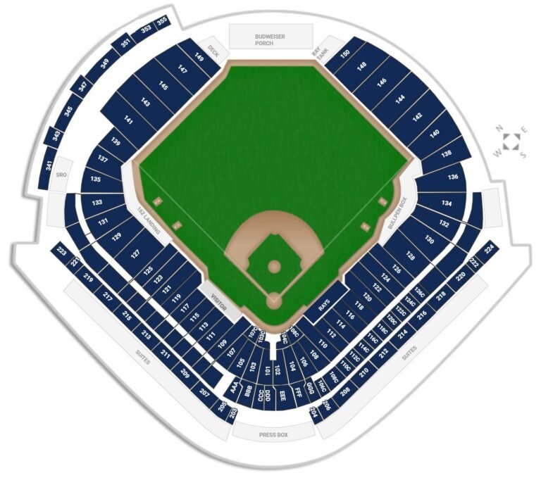 Tropicana Field Seating Chart with seat number and rows