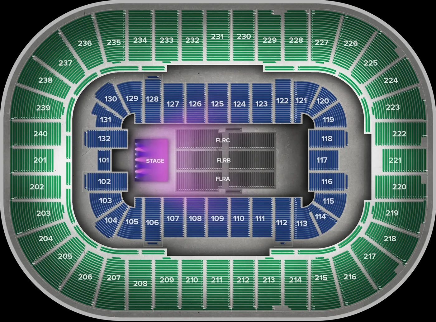 First Horizon Coliseum Concert Seating Chart with On Field Arrangements